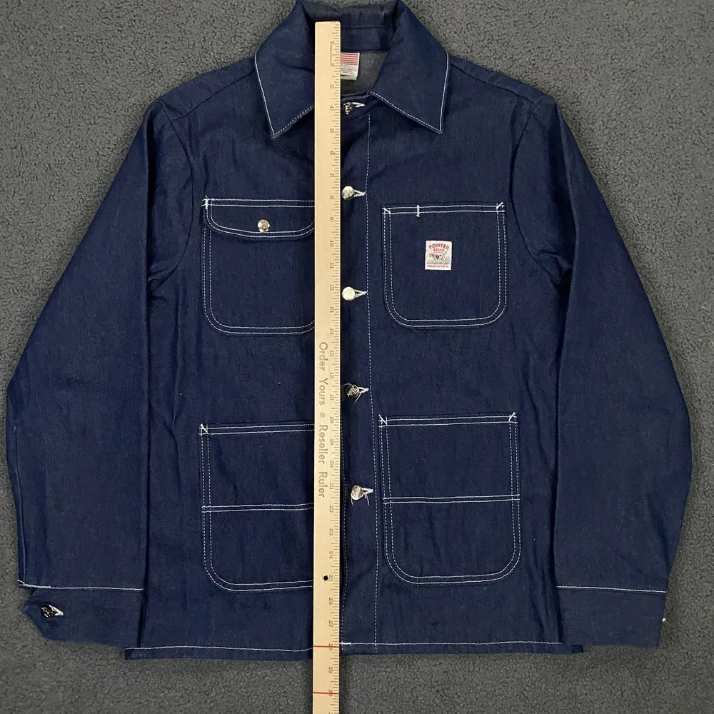 Vintage Pointer Brand Denim Chore Coat Mens Small Blue Barn Jacket Made USA